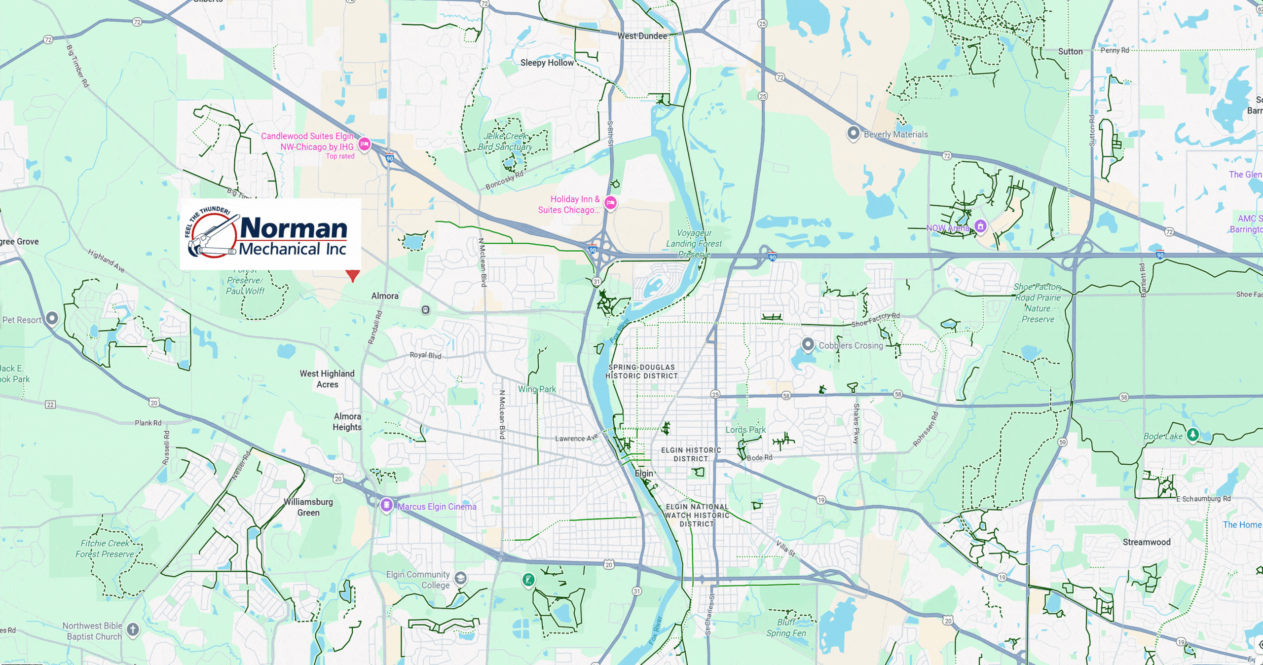 Norman Mechanical service area map