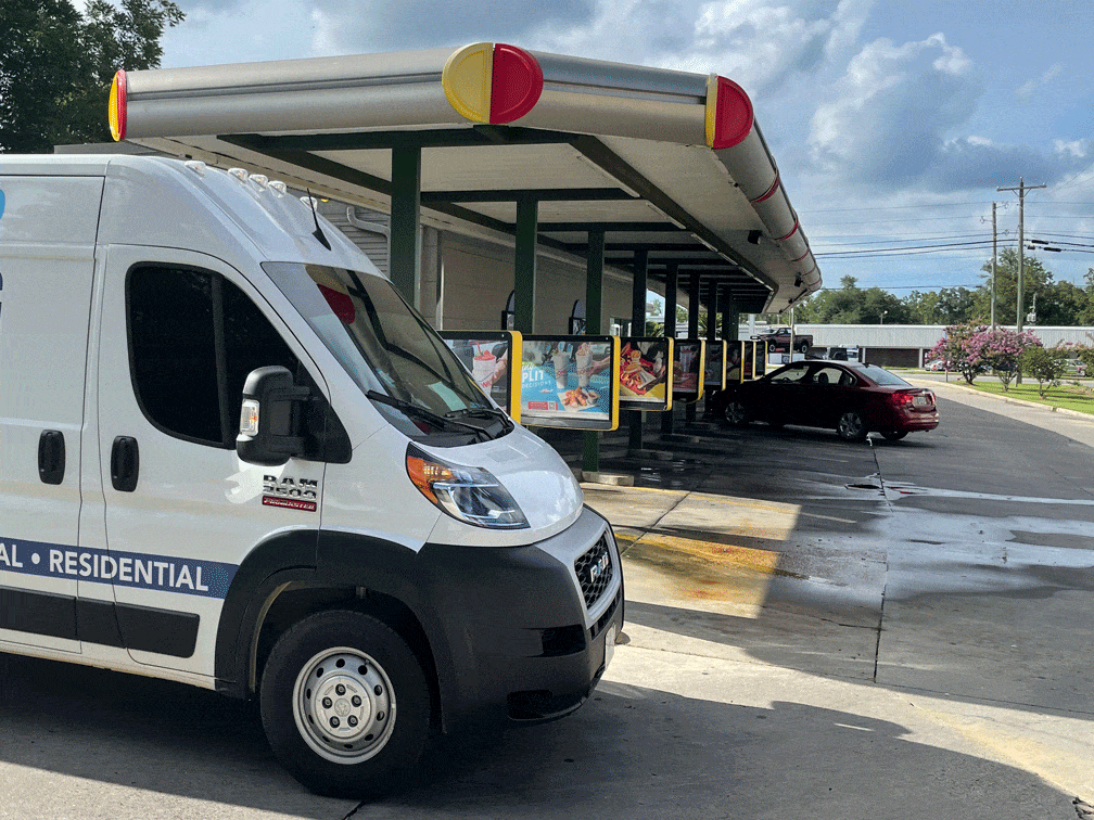 Norman Mechanical service van at gas station